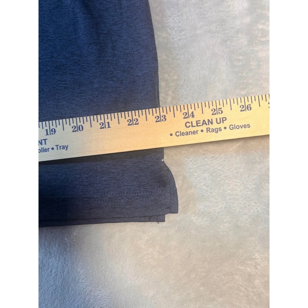 True Religion Polo Shirt Mens Short Sleeve Heathered Blue Black Logo‎ Casual